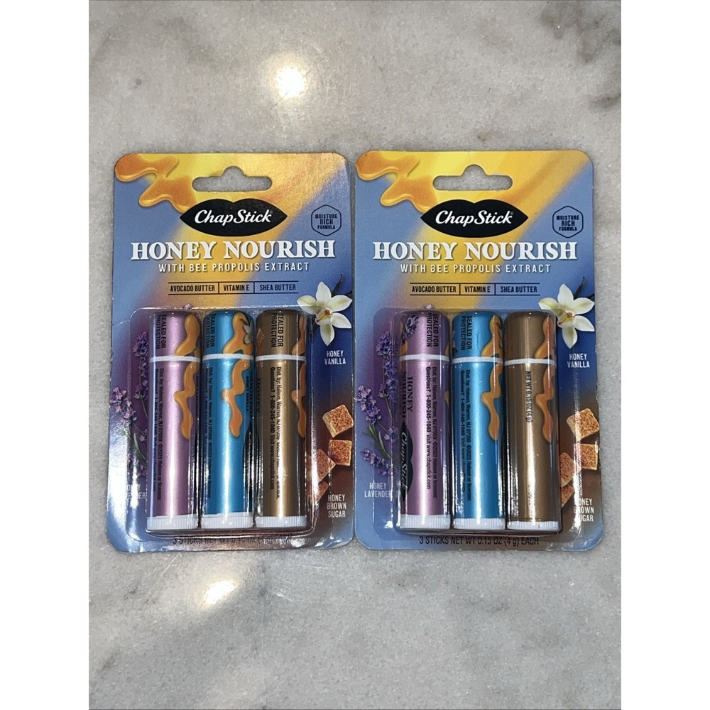 2X‎ ChapStick Honey Nourish Lip Balm Vanilla Lavender Brown Sugar 3-Pack 0.15 oz